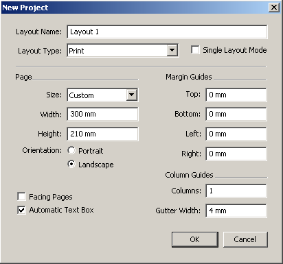 Новый документ в QuarkXPress